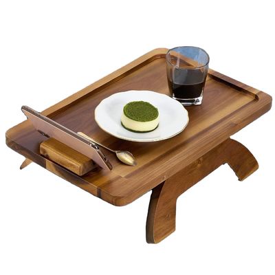 Alta quantidade de sofá de bambu bandeja braço de mesa clip dobrável para o tipo de sofá de pé personalizado