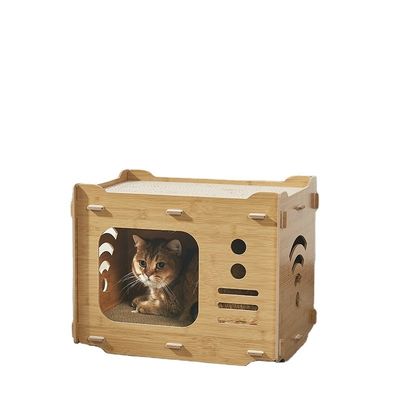 Casa de cartão de gato de camada dupla personalizada com 2 PCS Cat Scratching Pads Cat Scratcher House Economize espaço