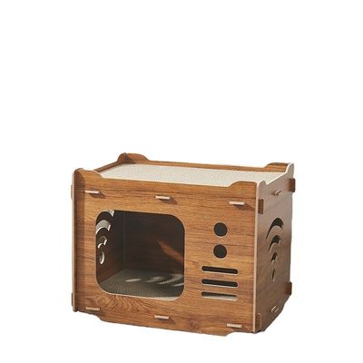 Casa de cartão de gato de camada dupla personalizada com 2 PCS Cat Scratching Pads Cat Scratcher House Economize espaço