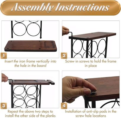 Tipo de suportador de vinho de balcão com bandeja de madeira e organização