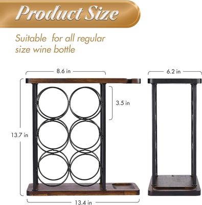 Tipo de suportador de vinho de balcão com bandeja de madeira e organização