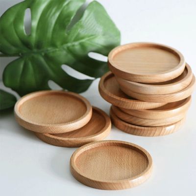 Madeira de uso doméstico de cor simples Verniz de Acacia Solid Drink Coaster para Set de Tapete de Copo de Café