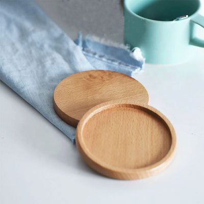 Madeira de uso doméstico de cor simples Verniz de Acacia Solid Drink Coaster para Set de Tapete de Copo de Café