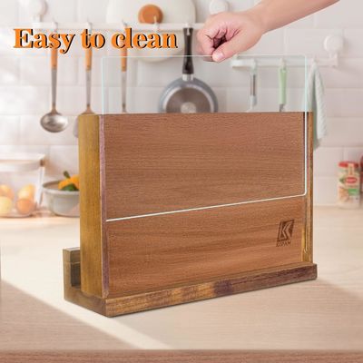 Rack de faca de madeira magnética de dois lados com escudo de proteção acrílica e logotipo personalizado