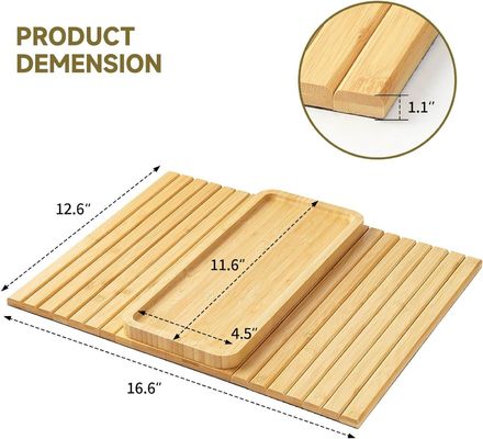 Stocked Sofá de bambu Arm Tray Mesa Grande Sofá Cup Holder Tray para Copas de Telefone Remote