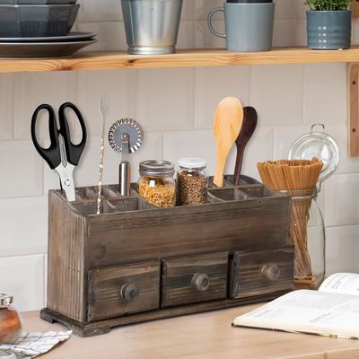 Logotipo personalizado Organizador de vaidade rústico para maquiagem de cosméticos e acessórios de banheiro