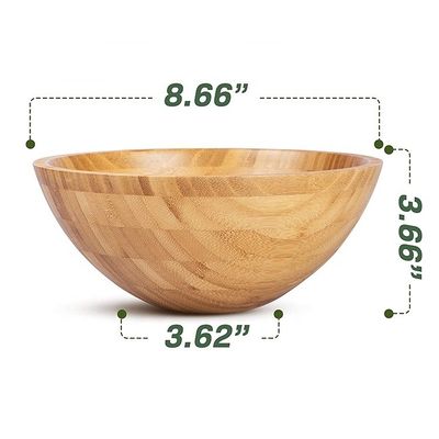 Minimalista Design de Salada de Bambú Taça Sustentável e Reutilizável para Comida Eco-Consciente