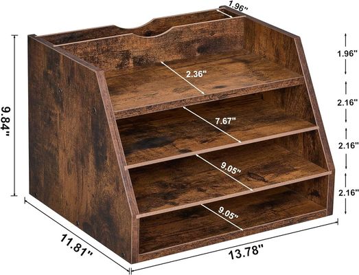 Prateleiras ajustáveis Prateleira organizadora de ficheiros de madeira para poupança de espaço e organização