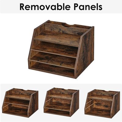 Prateleiras ajustáveis Prateleira organizadora de ficheiros de madeira para poupança de espaço e organização