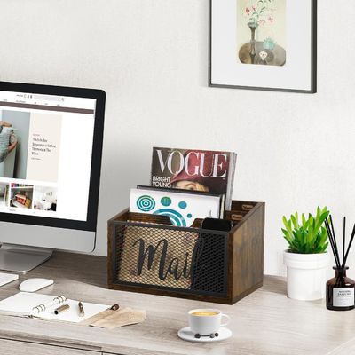 Double Tier MDF Mail Organizer para Escritório Desktop Custom Desktop e Wall Mount Solution