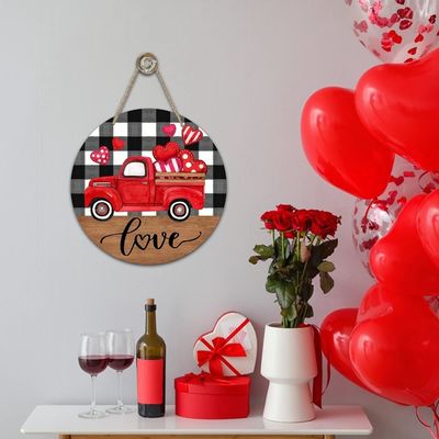Adicione amor à sua casa casa de campo caminhão vermelho corações cabide de madeira para o dia dos namorados