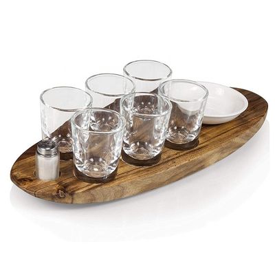 Copo de madeira de cor simples Acacia Porta-Copas de madeira de vidro de vidro com impressão