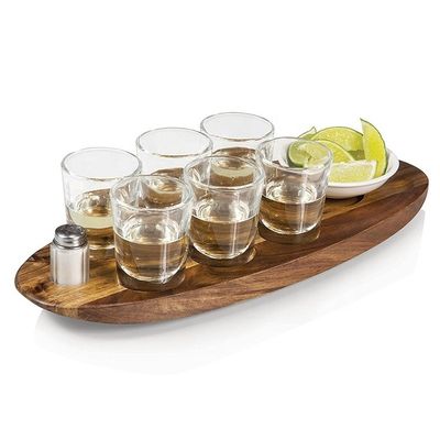 Copo de madeira de cor simples Acacia Porta-Copas de madeira de vidro de vidro com impressão