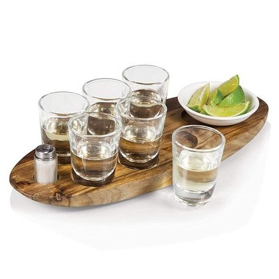 Copo de madeira de cor simples Acacia Porta-Copas de madeira de vidro de vidro com impressão