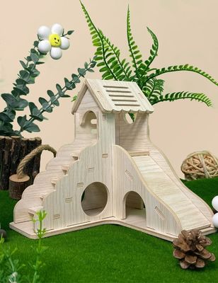 Escada de escalada e escorregador Casa de esconderijo de madeira para outros animais pequenos