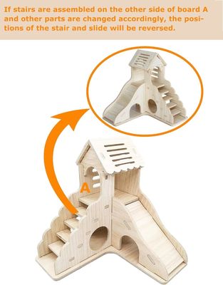 Escada de escalada e escorregador Casa de esconderijo de madeira para outros animais pequenos