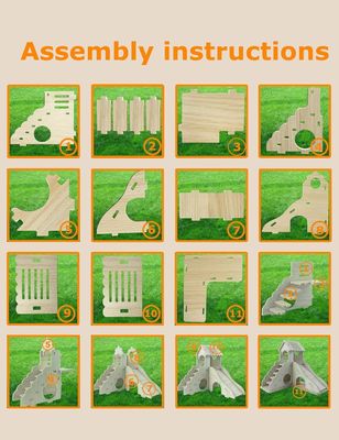 Escada de escalada e escorregador Casa de esconderijo de madeira para outros animais pequenos