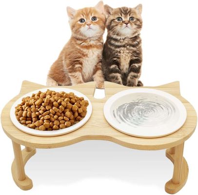 Copo de alimentação para animais de estimação de madeira ajustável para fonte de alimentação não aplicável e alimentadores para animais de estimação