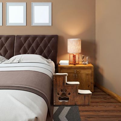 OEM 3 camadas de madeira escadas de cão degraus antiderrapante escadas de cachorro com armazenamento lavável tapete