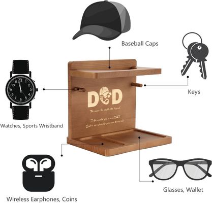 Chapéu de madeira de cor simples para Home Office Organizador e Papai presentes de aniversário