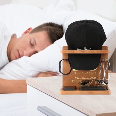 Chapéu de madeira de cor simples para Home Office Organizador e Papai presentes de aniversário