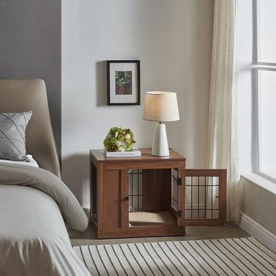 Mobiliário de madeira estilo gaiola de cão moderno decorativo personalizado casa de animais de estimação mesa de lado mesa de noite