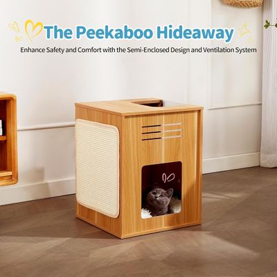 Tipo de item de mobiliário para animais de estimação Casa grande para gatos com raspadinha e deflector ajustável