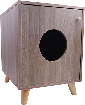 Caixa oculta de lixo de gato Mobiliário de mesa de cama com fechamento de botão personalizado Mesa de madeira