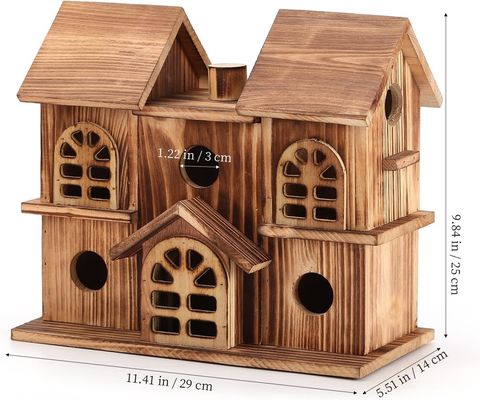 Casa de pássaros de madeira feita à mão Ninho de hamster para jardim Impressão queimada