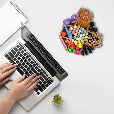 Amostra Gratuita Organizador de materiais de arte Bamboo Pen Holder Organizador de mesa para crianças