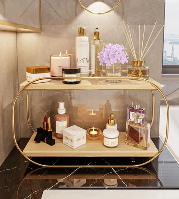 Prateleira de banheiro Taça de vaidade de madeira Organizador de balcão para armazenamento de maquiagem Perfumes