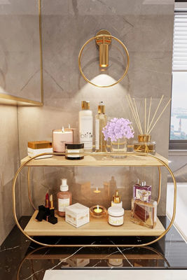 Prateleira de banheiro Taça de vaidade de madeira Organizador de balcão para armazenamento de maquiagem Perfumes