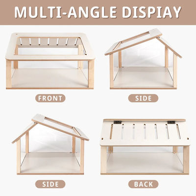 Caixinha de relógio Hideout de hamster personalizado Mobiliário de madeira para animais de estimação Playhouse Padrão sólido para animais de estimação pequenos