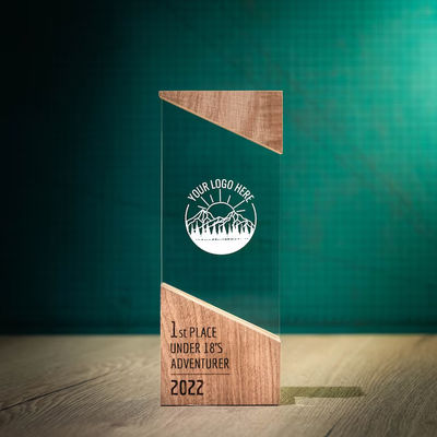 Moderno Plaque Madeira Corrente Design Único Personalizado Madeira Acrílica RISE Trophy Award