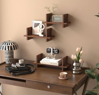 Aproveite o espaço de forma eficiente com 202408 Set 3 Prateleira Flutuante de Madeira Prateleiras Montadas na Parede