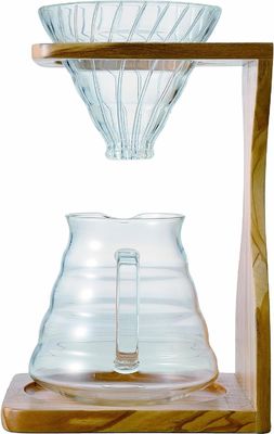 Estacionamento de gotejamento de café de madeira de oliva funcional e de poupança de espaço para fabricação artesanal