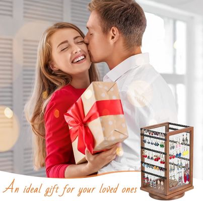 120 pares de brincos rotativo carrossel durável de metal e madeira brincos árvore organizador