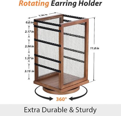 120 pares de brincos rotativo carrossel durável de metal e madeira brincos árvore organizador