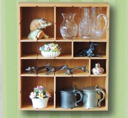 Repositório de especiarias de madeira de bambu com caixas de sombra e prateleira flutuante ajustável