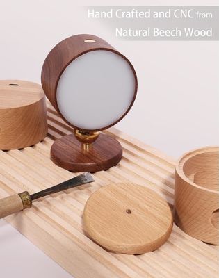 Lâmpadas de parede LED 360 Rotation Dimming Rechargeable Cordless Battery Operated Sconce de madeira