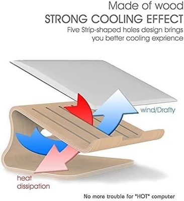 Stand de portátil de madeira para MacBook Y E-mail Embalagem Impressão queimada Bracket Dock ventilado