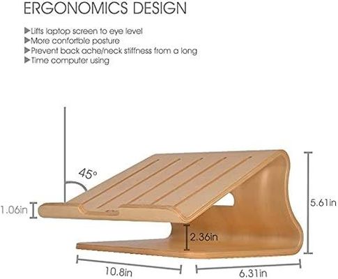 Stand de portátil de madeira para MacBook Y E-mail Embalagem Impressão queimada Bracket Dock ventilado