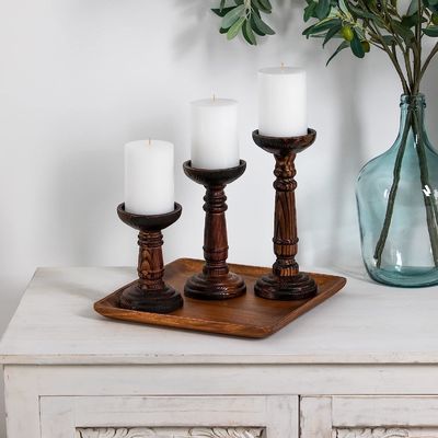 Decoração do lar Conjunto de velas de madeira feitos à mão para festa de casamento Design artesanal