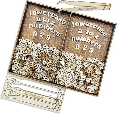 Duas fontes Pequenas letras de madeira para scrapbooking Artesanato Decoração Escultura Tipo de gravura