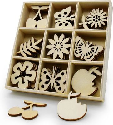 Enfeites de madeira cortados a laser em branco fatias em flor tema para decoração da natureza 45pcs