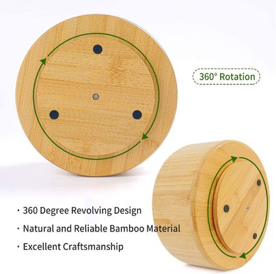 Logotipo personalizado Aceitável Bambú Rotativo Organizador de Mesa para Caddy de Armazenamento de Desktop