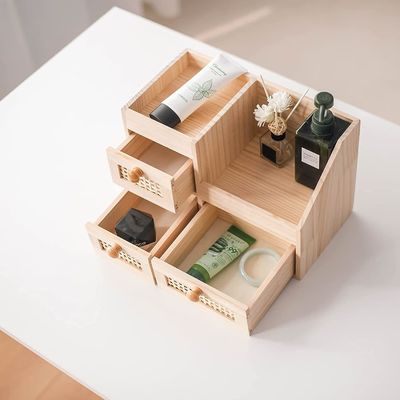 Organize sua mesa com eficiência com a caixa de armazenamento de madeira de 13,3x8,6 polegadas Mini Desk Organizer