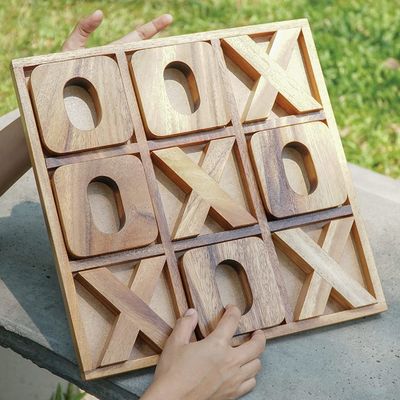 XOXO de madeira Tic Tac Toe jogo de tabuleiro Ideal para decoração ao ar livre e entretenimento masculino