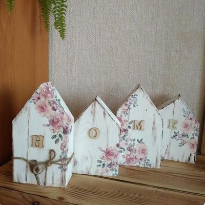 Decoração Casas de madeira em miniatura Formas de artesanato de madeira inacabadas para presentes domésticos