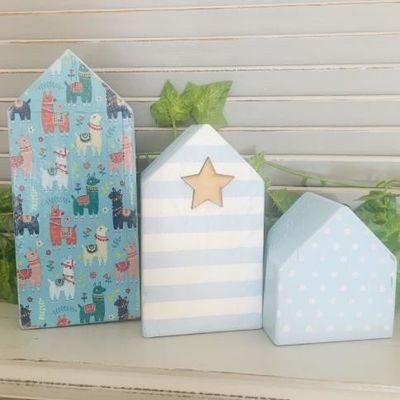 Decoração Casas de madeira em miniatura Formas de artesanato de madeira inacabadas para presentes domésticos